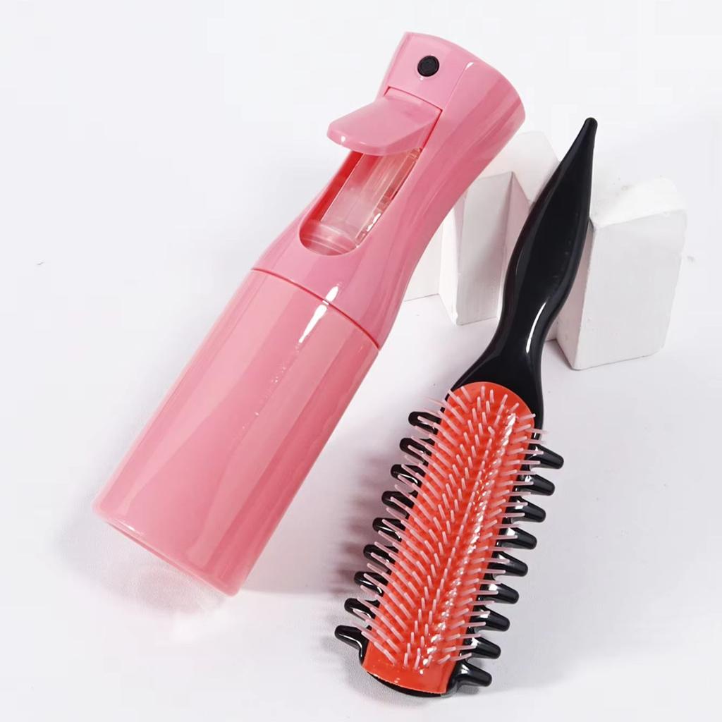 2pcs hair styling combs suit, hair spray bottle, multi tooth nine row nylon combs, dry and wet, special for real hair wigs