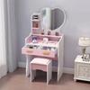 Compact Modern Makeup Dressing Table with Sliding Mirror and Integrated Storage