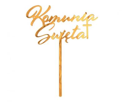 Acrylic Decoration for Holy Communion Cake, Gold, 18X14 Cm