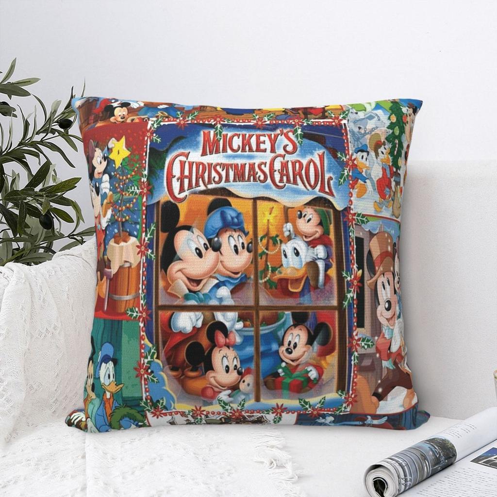 Merry Christmas Holiday Season Pillowcase Soft Polyester Cushion Cover Decorative Mickey Mouse Pillow Case Cover Car Square