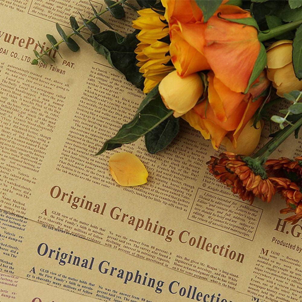 45Pcs Retro English Newspaper Wrapping Paper Double Sided Gift Decorative Paper Valentine's Day