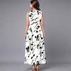Ladies Oversized Sleeveless Round Neck Dress Vibrant Large Bouquet Floral Loose Midi Gown