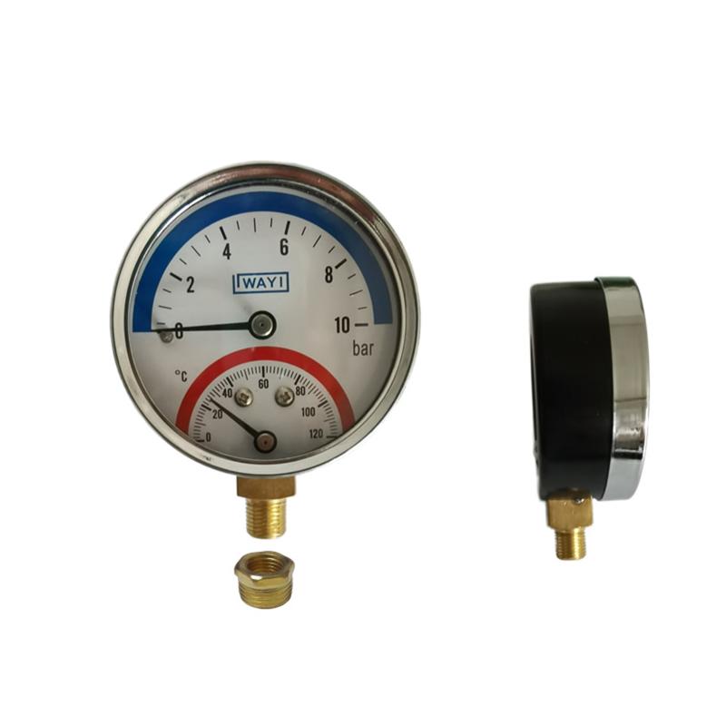 2-In-1 Pressure Gauge And 10 Bar Temperature And Pressure Gauge Temperature 0-120°C Temperature And Pressure Meter