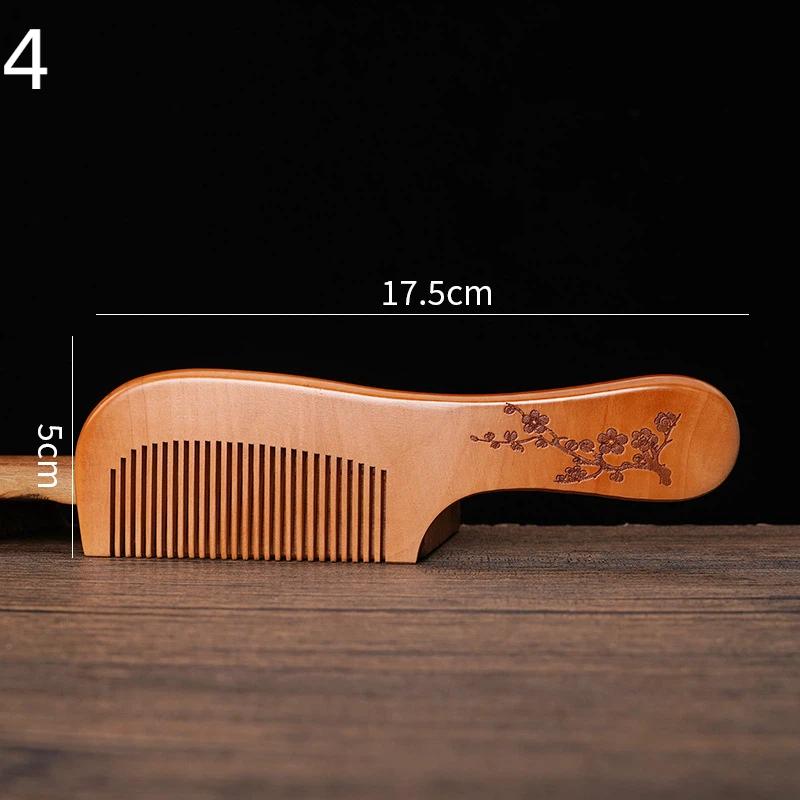 Anti-Static Handcrafted Natural Peach Wood Hair Comb Head Massage Wooden Comb Hair Care Diy Styling Tool