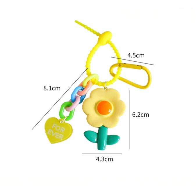Beautiful Flower Cartoon Keychains Colorful Acrylic Chains Woman's Handbag Zipper Puller Student Funny Keychains