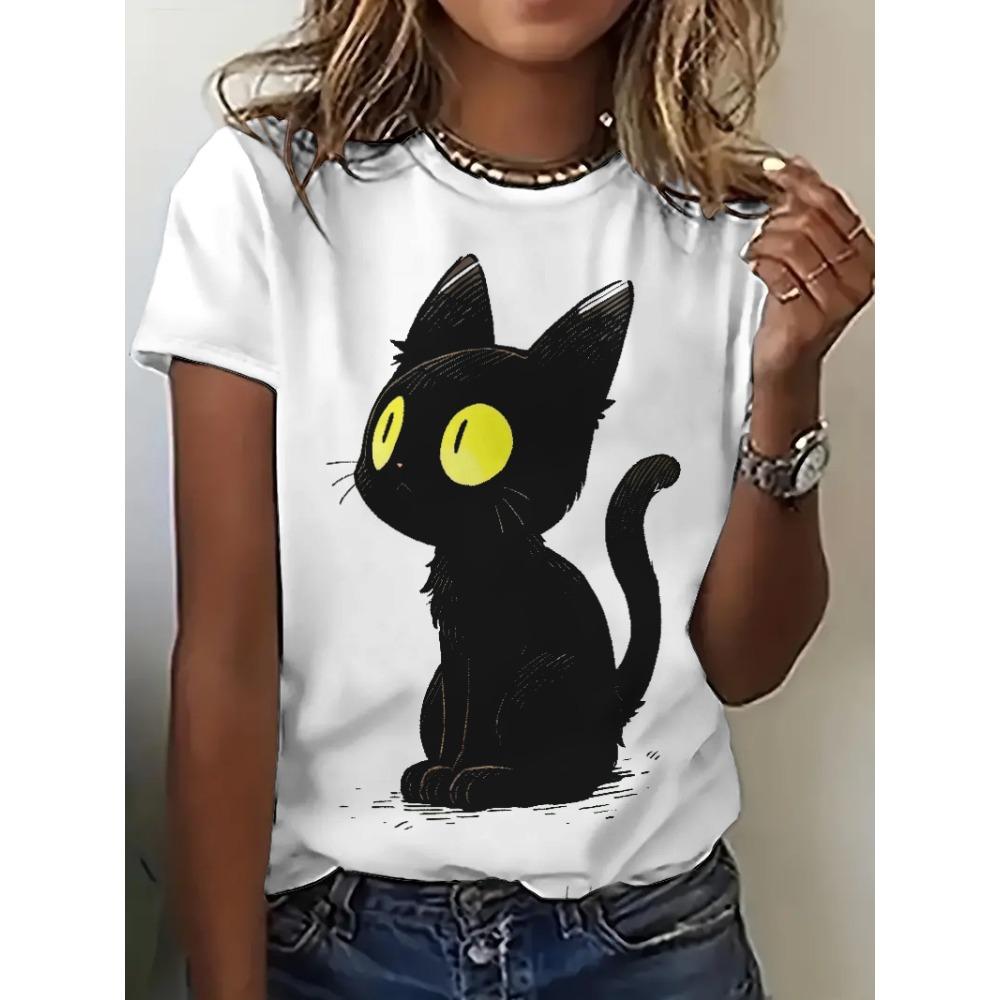 

Cute cat cartoon cool women s T-shirt fashionable XL
