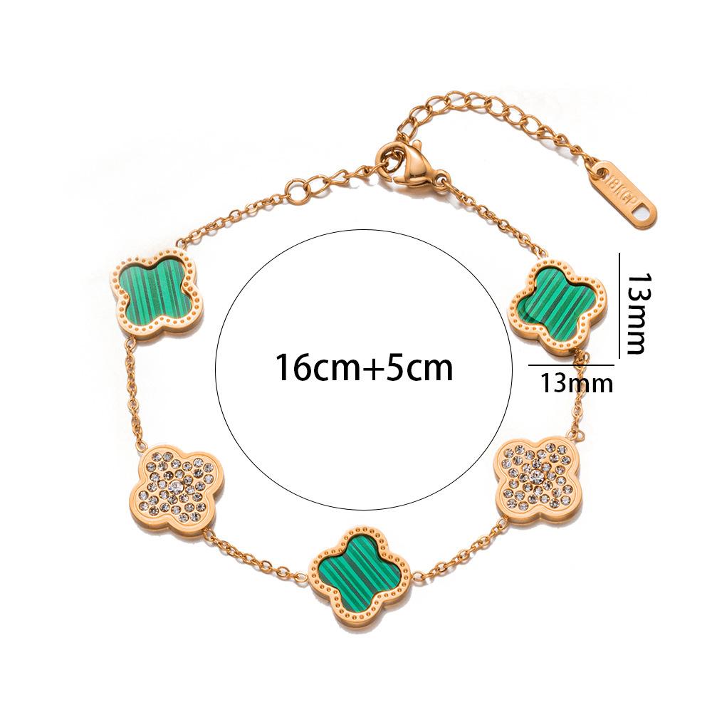 18K Titanium Steel Four-Leaf Clover Bracelet Fashion Charm Hand Jewelry Five-Leaf Bracelet