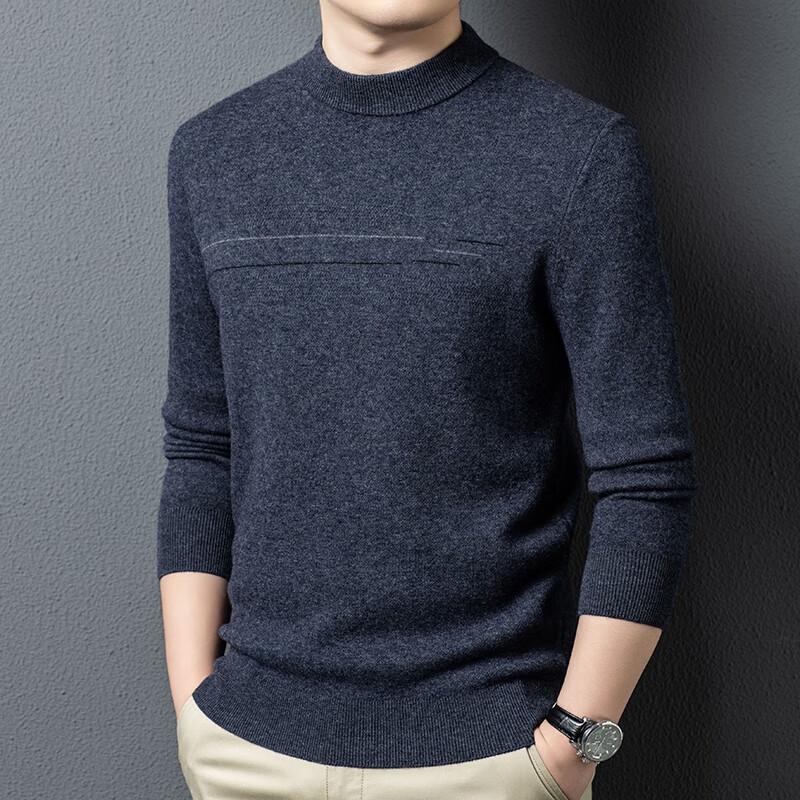 Men's 100% Pure Wool Round Neck Pullover Sweater