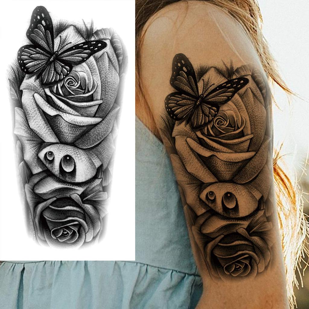 1 Blatt Löwenkrieger Kompass Piratenschiff Temporäre Tattoos für Männer Frauen Erwachsene Fake Tattoo Aufkleber Totenkopf Gangster Ärmel