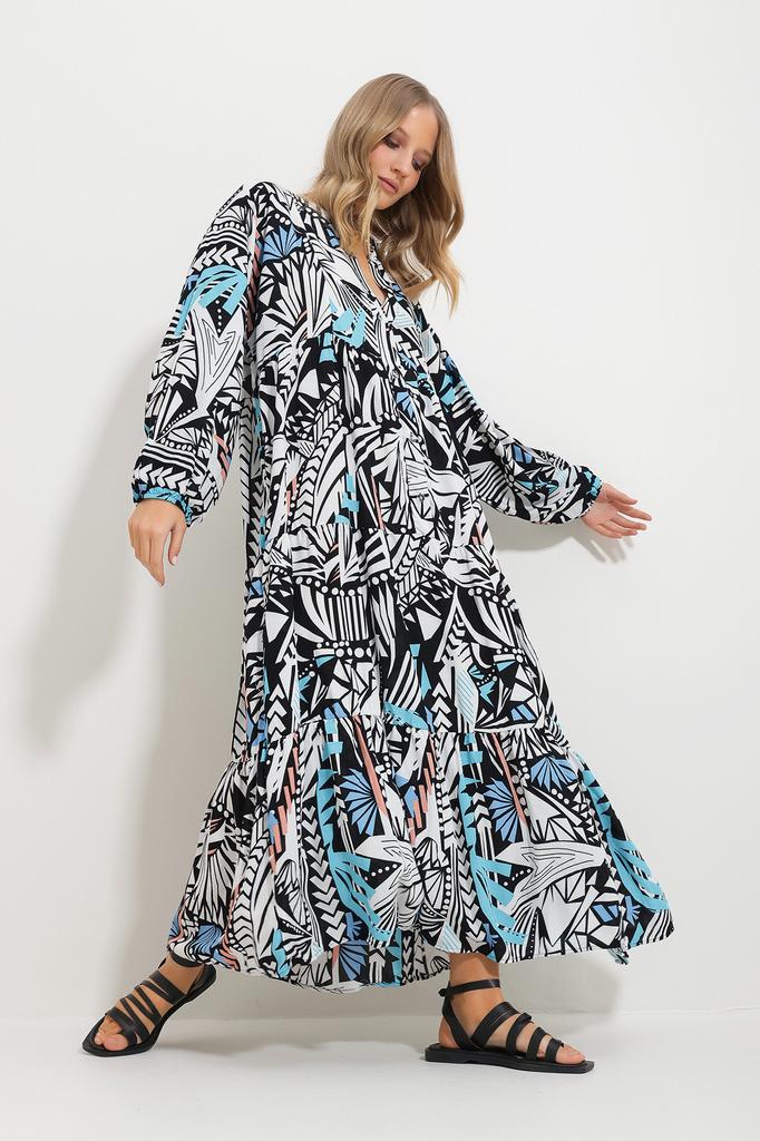 Women's Hijab Dress New Season Fashion Orange Magnetic Collar Paisley Patterned Maxi Dress