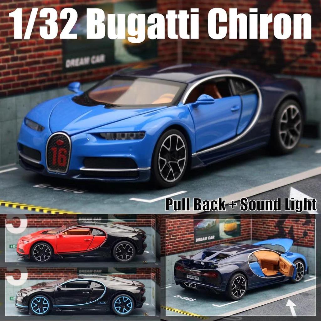 Bugatti Chiron Supersport Simulace Odlévaná a Hračková Vozidla Zvuky a Světlo Natahovací Auto 1:32 Dárky z modelů ze slitin pro děti