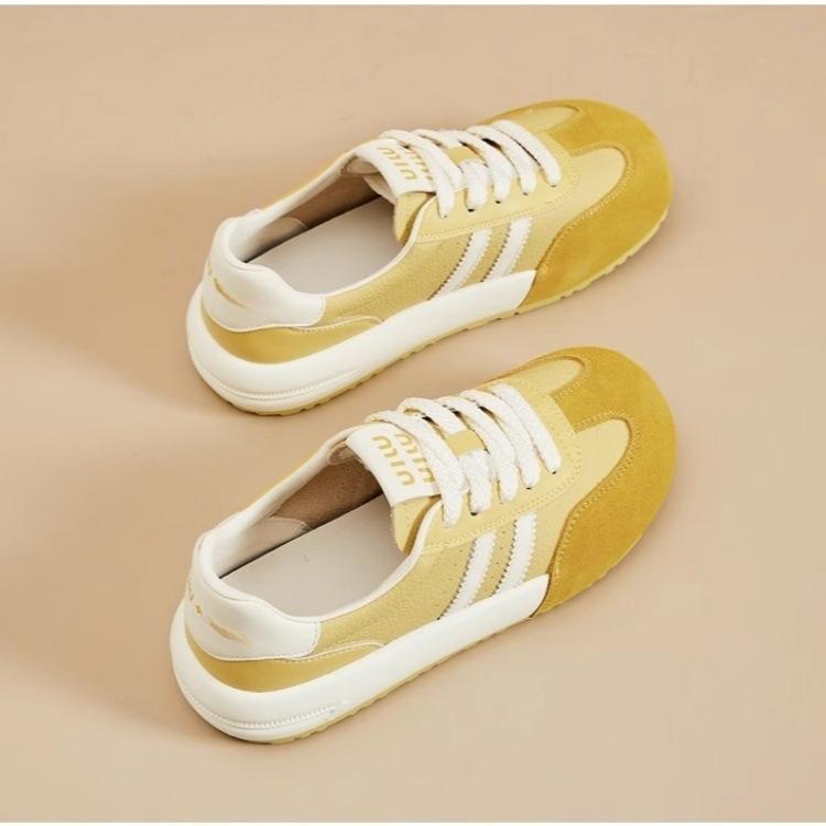 Platform Casual Board Shoes, German Training Shoes, Women's Soft Leather Little White Shoes, 2025 Spring New Sports and Leisure Versatile Women's Shoe