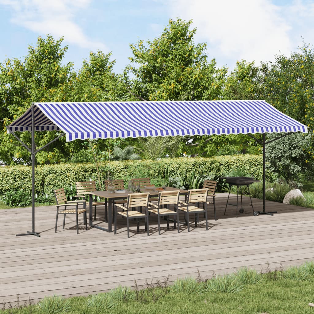 Vidaxl Freistehendes Gartenpavillon, Blau-Weiß, 600X300 Cm