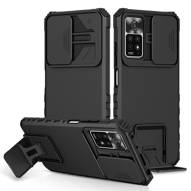 

Для Xiaomi Redmi Note 11 Pro 5G Чехол Slide Camera Armor Чехлы для телефонов Redmy Note 11S 11Pro Note11 4G Kickstand Задняя крышка Note11 Pro 5G GL чёрный