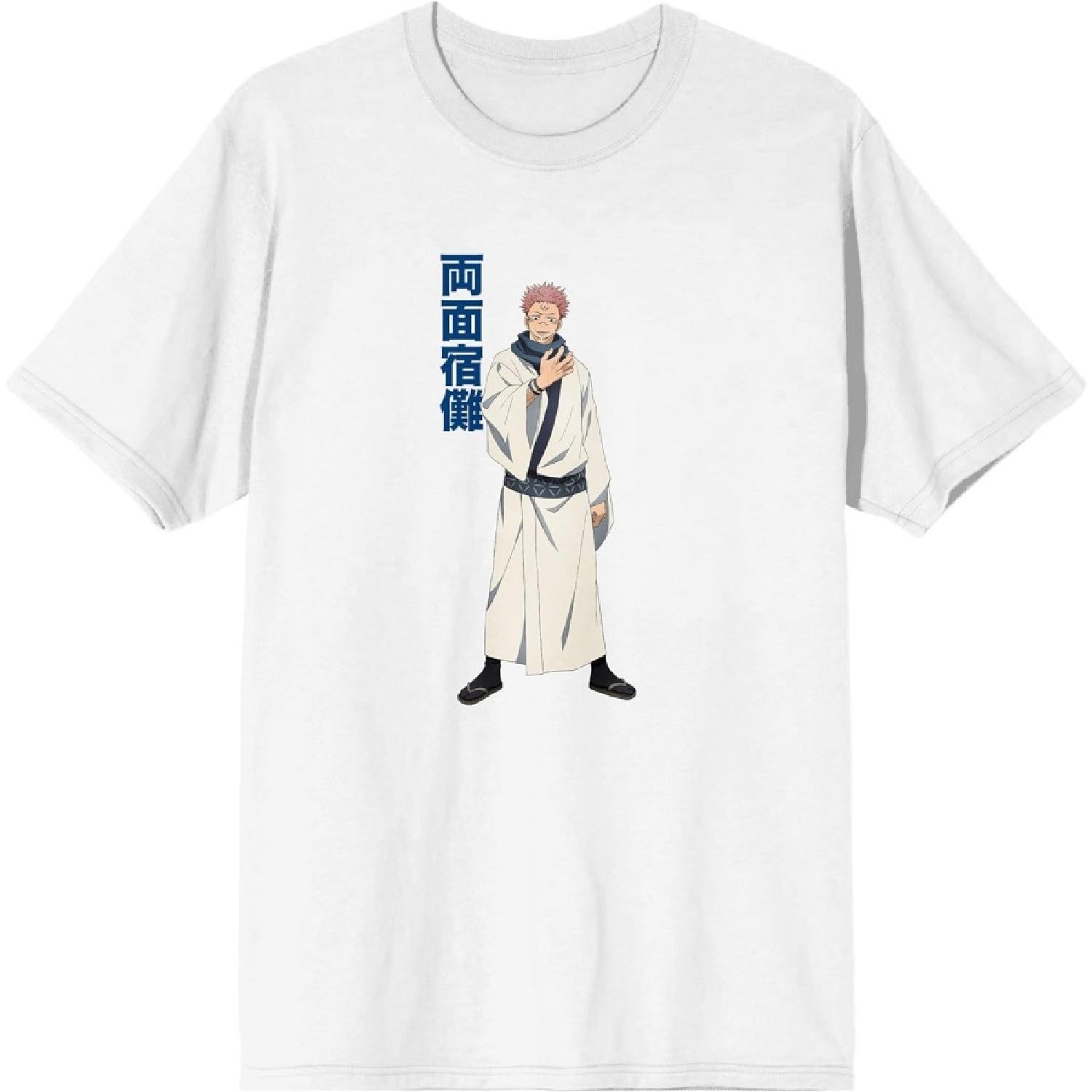 Jujutsu Kaisen Anime Cartoon Sukuna Character Mens White Graphic Tee XXXXXL белый