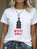(Asian Size) Lovely Style Cute Merry Christmas Women's Top Short Sleeve T-shirts O-neck T Shirt Print Fashion Casual New Year Clothing Graphic Tee