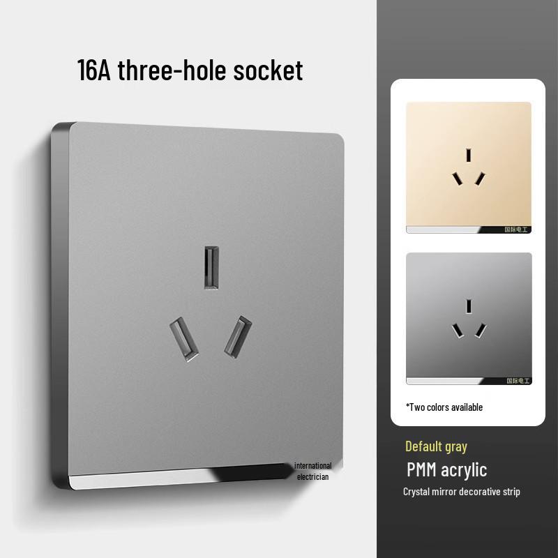 Dual-Gang 86 Type Wall Socket Panel with Double-Control Switch