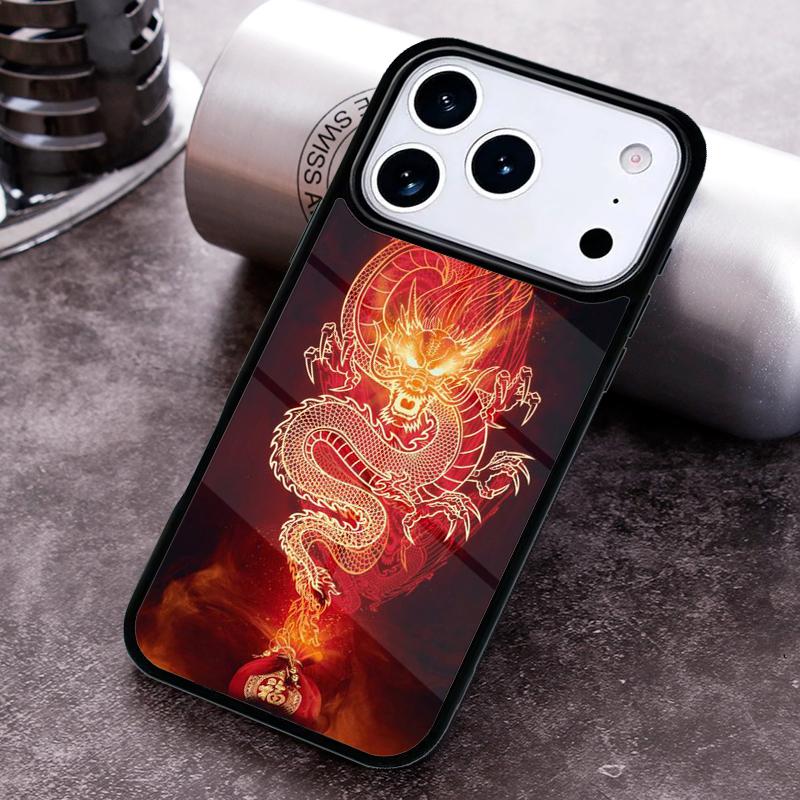 Red Dragon Soft Phone Case for iPhone 17 16 15 Pro Max Air 14 13 12 11 Plus Shockproof Capa Cover