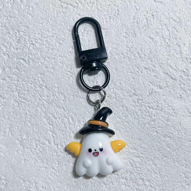Cute Little Ghost Dark Demon Animals Resin Halloween Keychain For Women Keyring Bag Charm Pendant Car Key Accessories