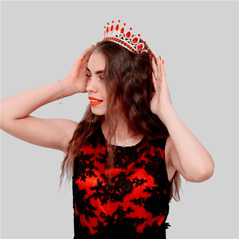 Gorgeous Pink Crystal Headbands Queen Tiaras And Crowns Bridal Hairband Girls Prom Party Wedding Hair Jewelry Accessories