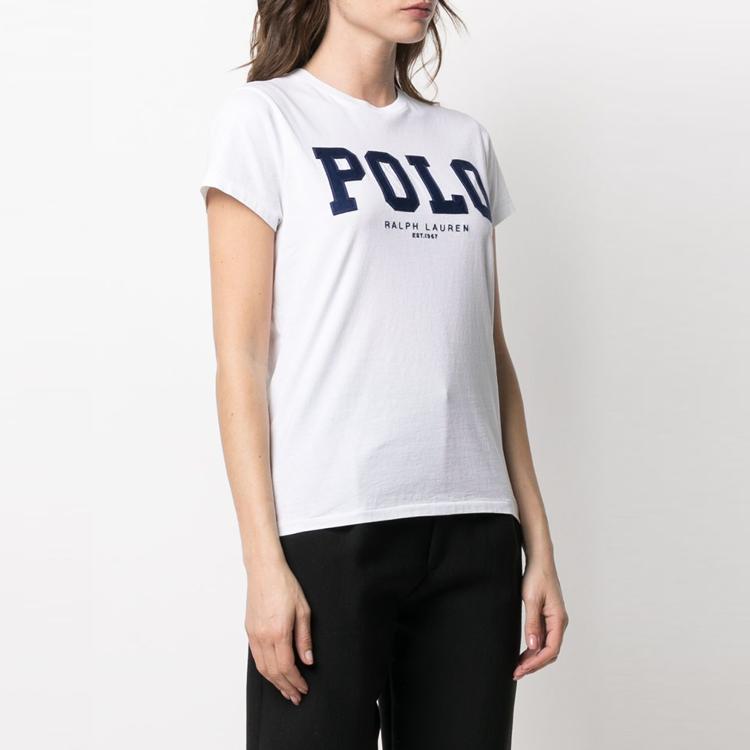 Polo Ralph Lauren Solid Logo Crew Neck Short Sleeve T-Shirt Women tops White 211827660-001