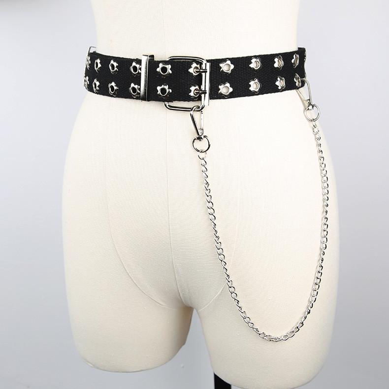 Canvas Chain Belt With Floral Cutouts For Men And Women