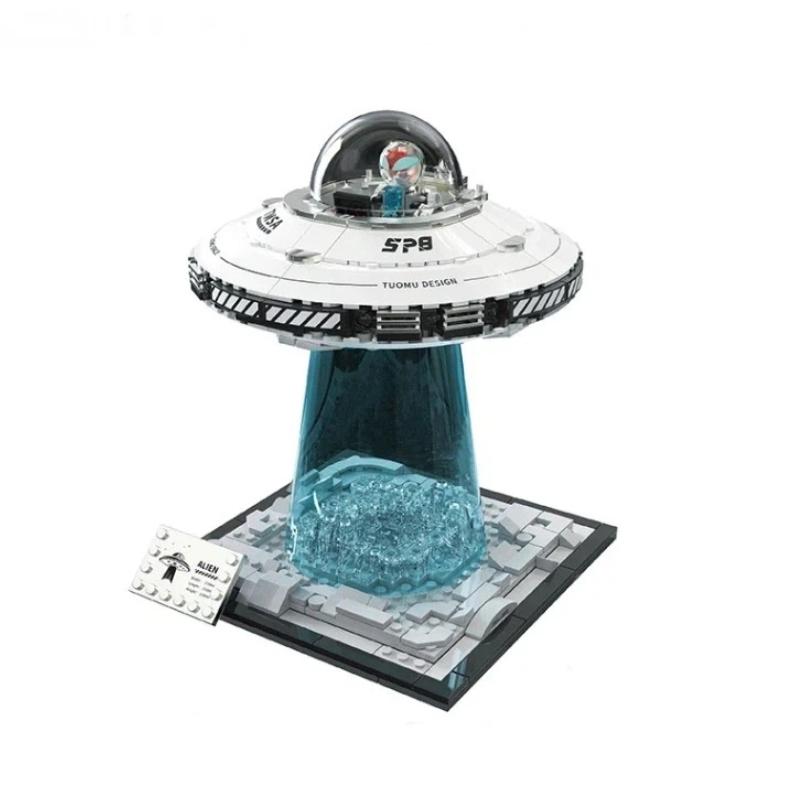 UFO Raumschiff Bausteine Set Hoher Schwierigkeitsgrad Montage Raumschiff Modell Pädagogisch Konstruktion Sammlerstück Ausstellungsspielzeug