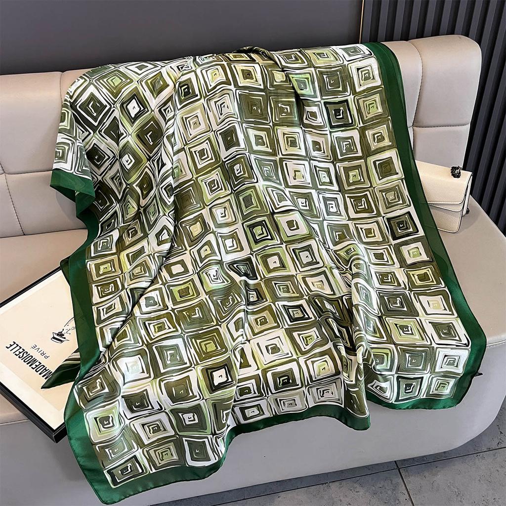 New Women Scarves Spring Summer Autumn Luxury Print Thin Light Satin Scarf Fashion Wrap Shawls 55 Colors Elegant Bandana Poncho