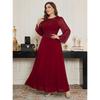 Plus Size Elegant Round Neck Beaded Embroidered Sequin Evening Gown Formal Wedding Party Bridesmaid Dress