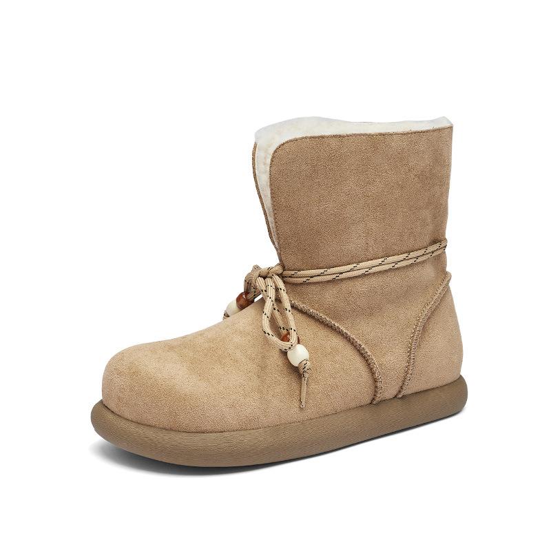 Augustus platform snow boots new autumn and winter piled thickened casual two wear medium tube short boots cotton shoes