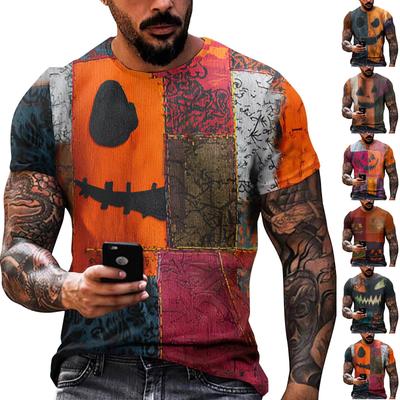 Halloweenské tričko Pánské ležérní triko s kulatým výstřihem Krev se vzorem Topy Horor Krvavé potištěné topy s krátkým rukávem
