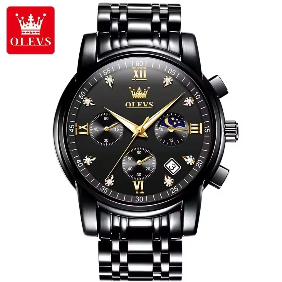 OLEVS 2858 Men Wrist Watch Band  Logo Custom Watch Cool Date Analog Quartz Display with Stainless Steel Strap Men Watch 2026