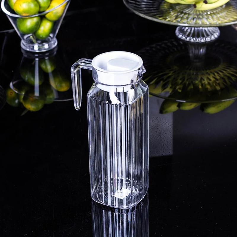 Large Capacity Household Kettle Plastic Transparent Water Bottle Striped Kettle For Storing Fresh Juice And Beverages In The Kitchen Refrigerator
