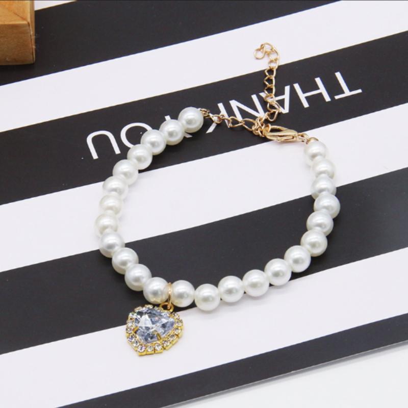 Adjustable Pet Pearl Necklace for Cats and Dogs Fashion Rhinestones Cat Collar Kitten Accessories