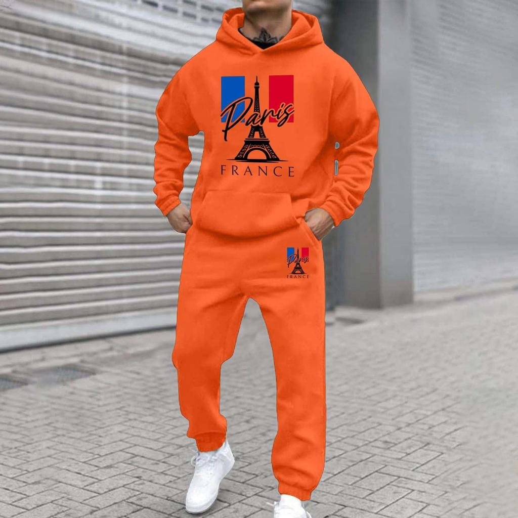 Men'S Stand Up Collar Button Casual Long Sleeved Shirt Long Pants Sports Suit