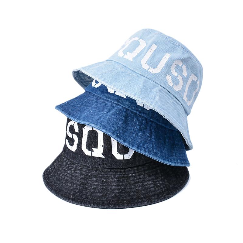 Summer Sun Visor Denim Cap Female Fisherman Hat Letter Male Basin Hat