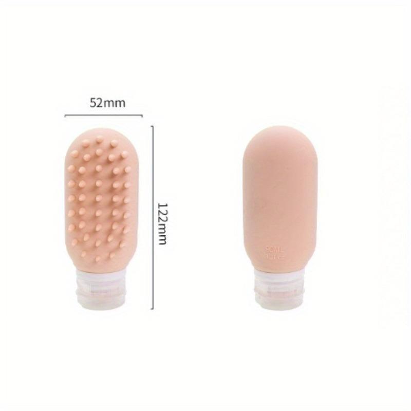 Refillable Silicone Squeeze Bottle Portable Travel Shampoo Lotion Dispenser with Built in Scalp Massager for Hair Care Storage