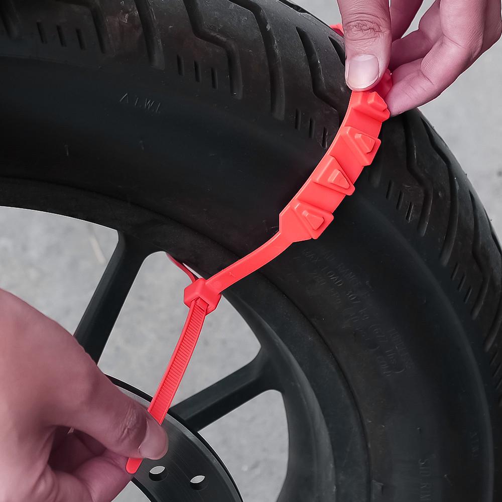 10x Red Nylon Triangle Tire Non-slip Snow Chains For Motorcycles Bicycles Wheels