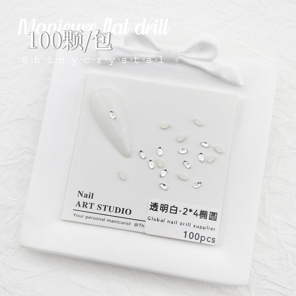 Nail Art White Flat Bottom Special-Shaped Diamond Size Mini Water Drop Love Square Transparent Diamond Jewelry White Rectangular Diamond