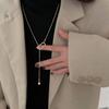 Minimalist Metal Ballpoint Pendant Necklace For Women Lady Elegant Long Geometric Pull-Out Chain Necklace Autumn Sweater Jewelry
