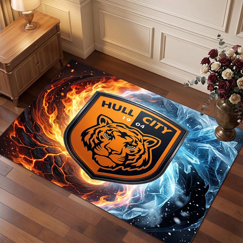 Tappeto in Velluto di Cristallo con Stampa Calcio Hull City, Comodo Assorbente d'Acqua Antiscivolo Tappeto per Pavimento Interno