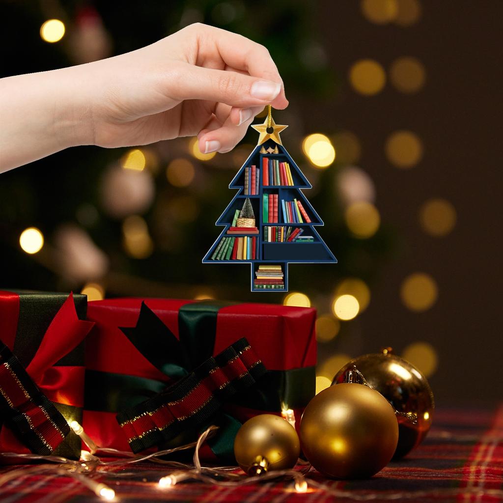 Interesting Character Pendants,Gifts For Family And Friends,Christmas Bookshelf Acrylic Flat Pendant