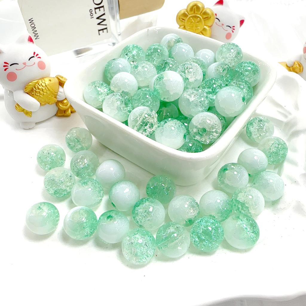 10mm Crackle Glass Round Beads, Loose Spacer Beads DIY Accessories for Bracelet Making 50pcs