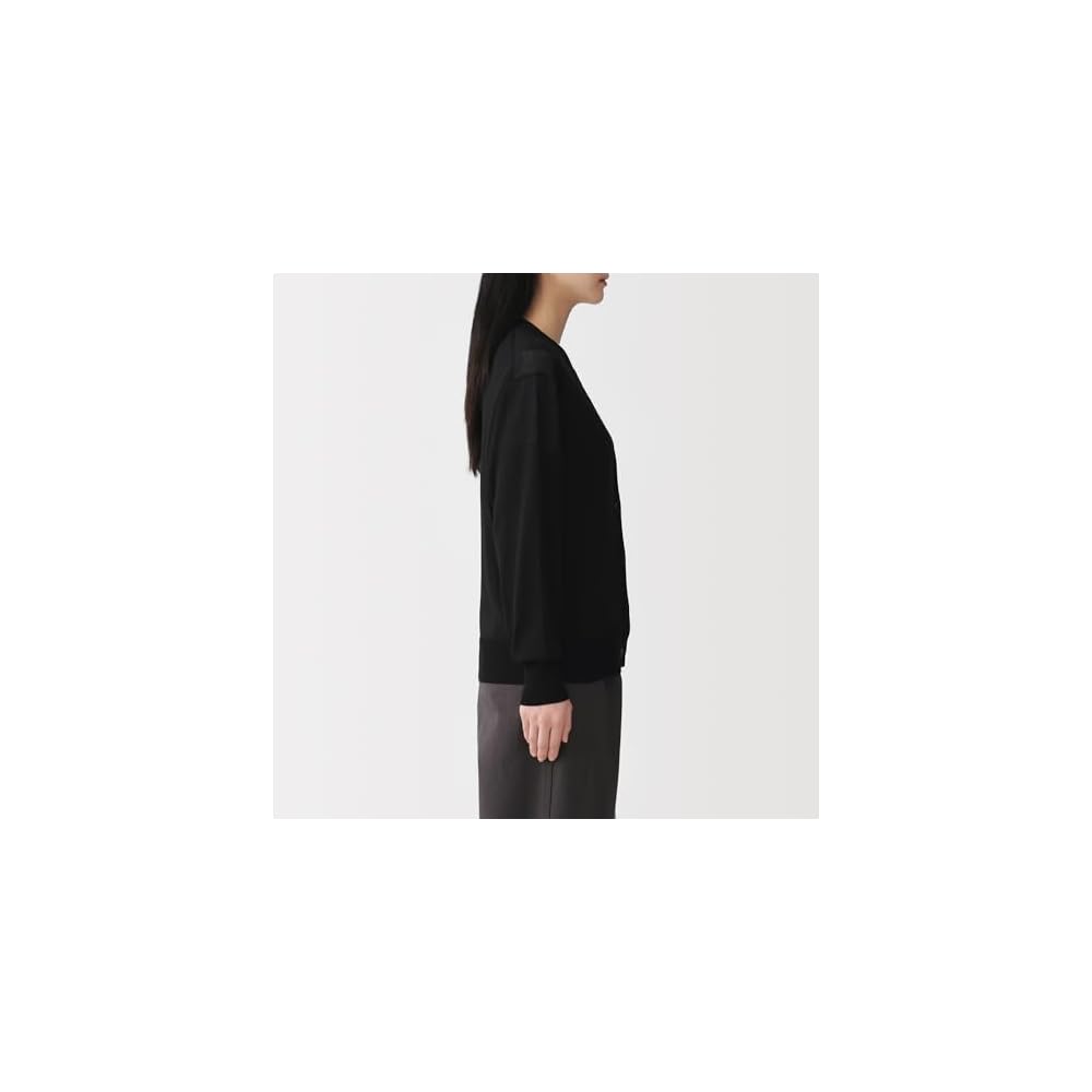 MUJI Women's UV-Cut Light Knit V-Neck Cardigan, BA1PWA6S, Smoky Blue, Size L