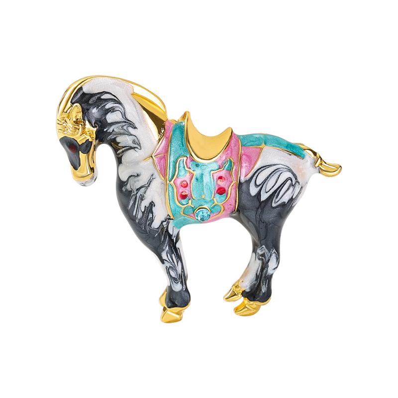 

Vintage Enamel Colored Horse Brooch Creative Personality Pin Casual Party Accessories Year Trendy Jewelry Gifts