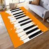 Artistic Rug with Black and White Piano Keys on Orange Background Suitable for use as an anti-slip game mat for living room and bedroom sofas