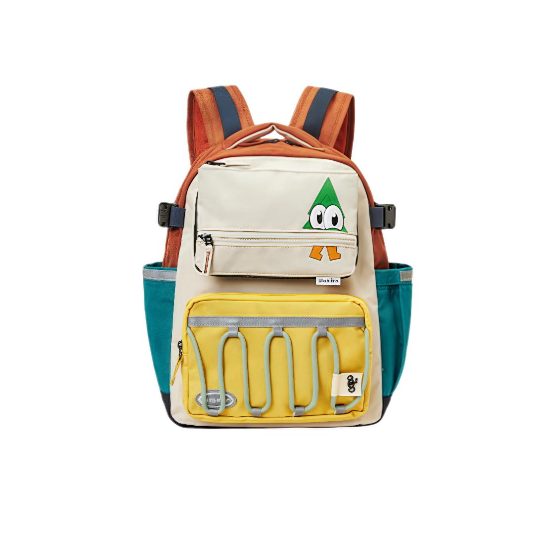 

SHUKIKU Spine Protection Backpack, Ultra-Lightweight Reduced Burden Backpack, Double Shoulder Bag, Yellow Khaki Color, Size M, for Grade 1-3