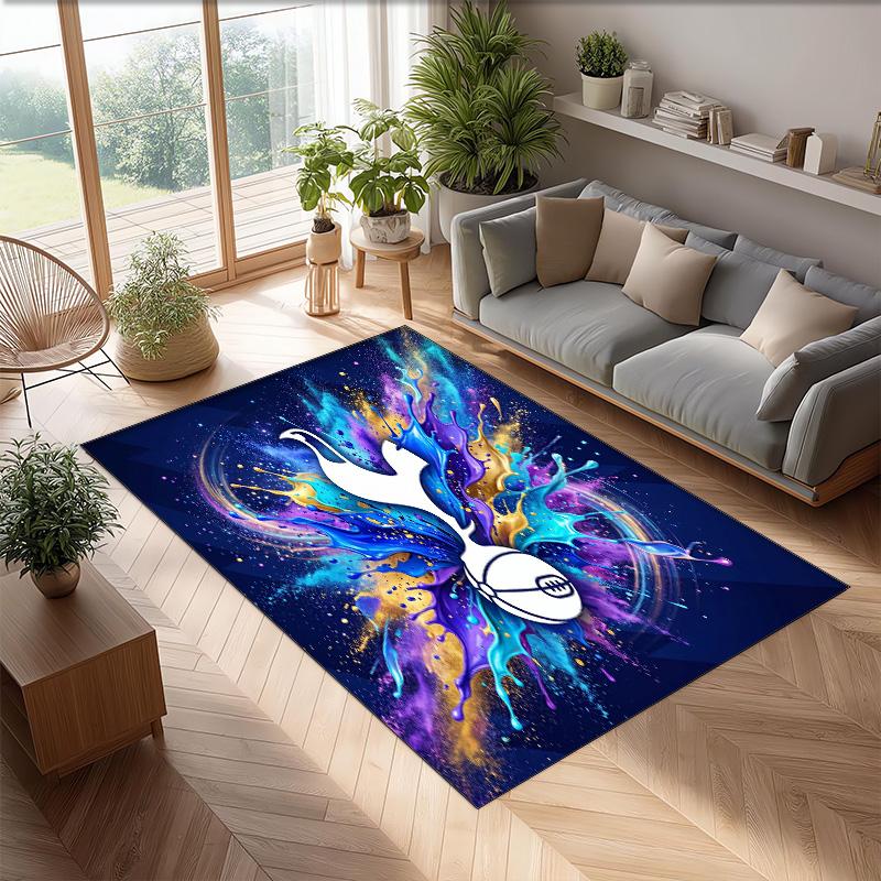 Tappeto in Flanella Stampato Tottenham Hotspur Antiscivolo Morbido Poliestere Tappeto per Pavimento Tappetino Decorativo per Interni per Camera da Letto Soggiorno Divano