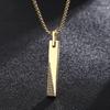 Hip Hop Gold Color Pendant Necklace Men's Women's Stainless Steel Cubic Zircon Charm Rock Jewelry Shiny Square Accessories