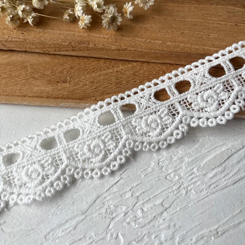 Japanischer weißer Spitzenbesatz aus Baumwolle mit Stickerei für selbstgemachte Kleidung – Materialien für Accessoires aus hohler Schleife für Röcke